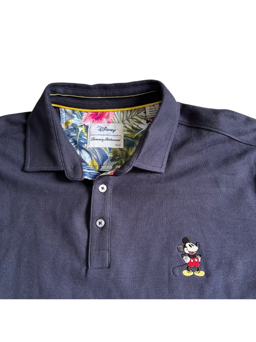 Disney Tommy  Bahama Men's Sz L Navy Polo Shirt Mickey Mouse Embroidery